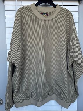 Striped Lightweight Pullover Sweatshirt - Beige